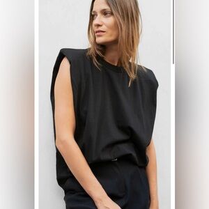 The Frankie Shop Eva Padded Shoulder Black Sleeveless Top Size XS